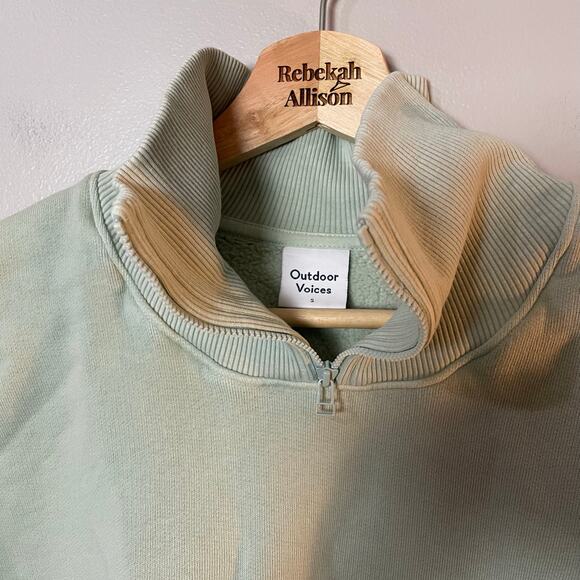 Outdoor Voices Nimbus Quarter Zip Pullover SZ SMALL Sweatshirt MINT GREEN EUC - Picture 9 of 9